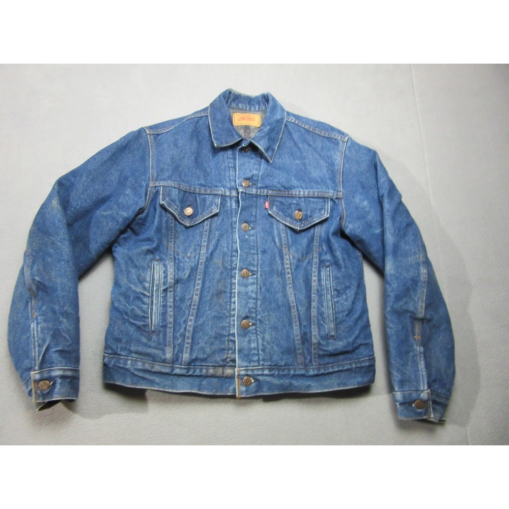 Levis Vintage Trucker Jacket Mens 42 Blue Medium Blanket Lined Denim 70s 80s